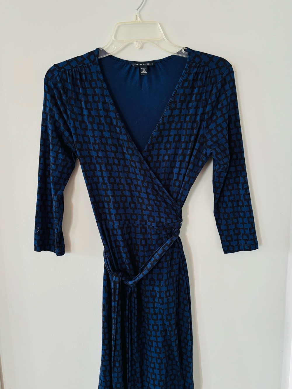 Banana Republic Navy and Black Midi Wrap Dress
